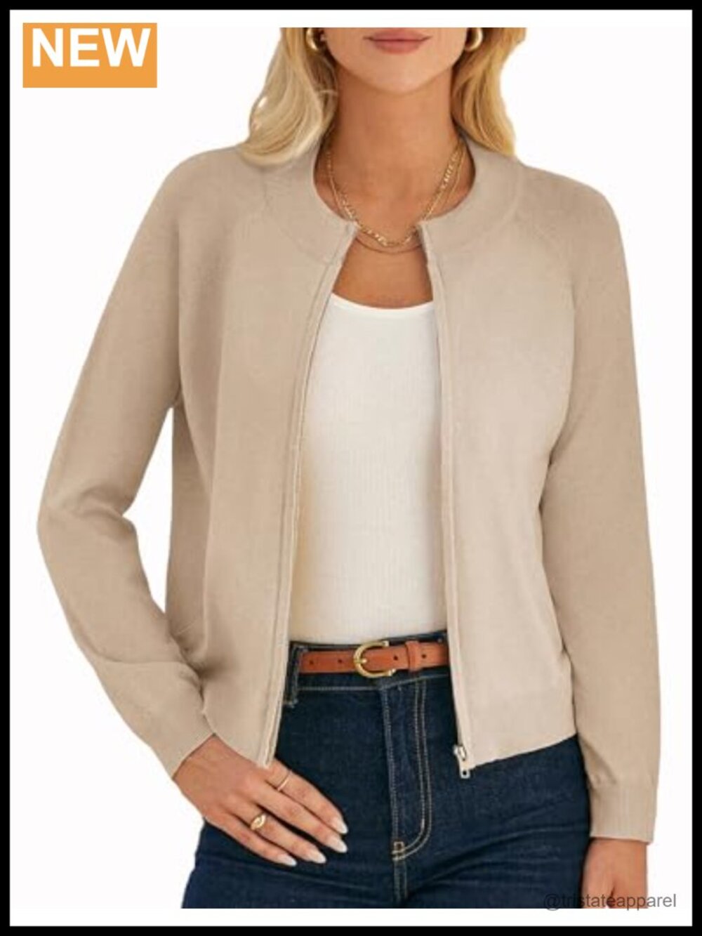 Womens Lightweight Zip Up Cardigan Knitted Sweater Jacket